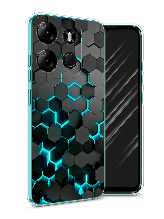 

Чехол Awog на Tecno Pop 7 Pro "Соты бирюзовые", Черный;бирюзовый;синий, 303450-1