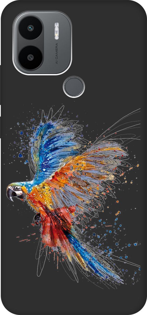 

Чехол на Xiaomi Redmi A1+ с 3D принтом "Colorful Parrot" черный, Черный;красный, 158138