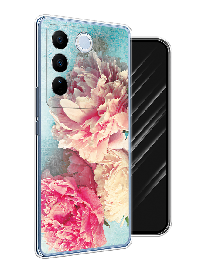 

Чехол Awog на Vivo V27/V27 Pro "Пионы new", Бирюзовый, 268550-1