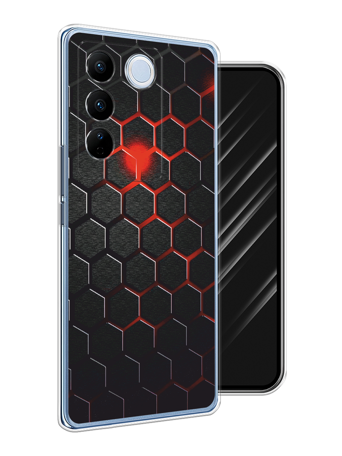 

Чехол Awog на Vivo V27/V27 Pro "Фон соты красные", Красный;черный, 268550-1