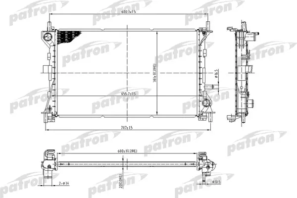 Радиатор системы охлаждения паяный FORD: FOCUS 1.4-1.8 16V 98-, (+AC) PATRON PRS3429 100056206892