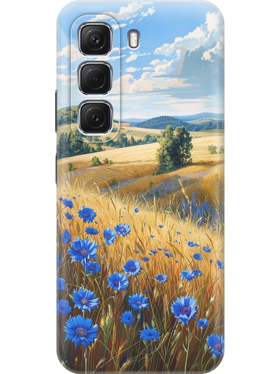

Силиконовый чехол на Infinix Hot 50 4G с принтом "Поле васильков", Прозрачный;голубой;бежевый, 786718721