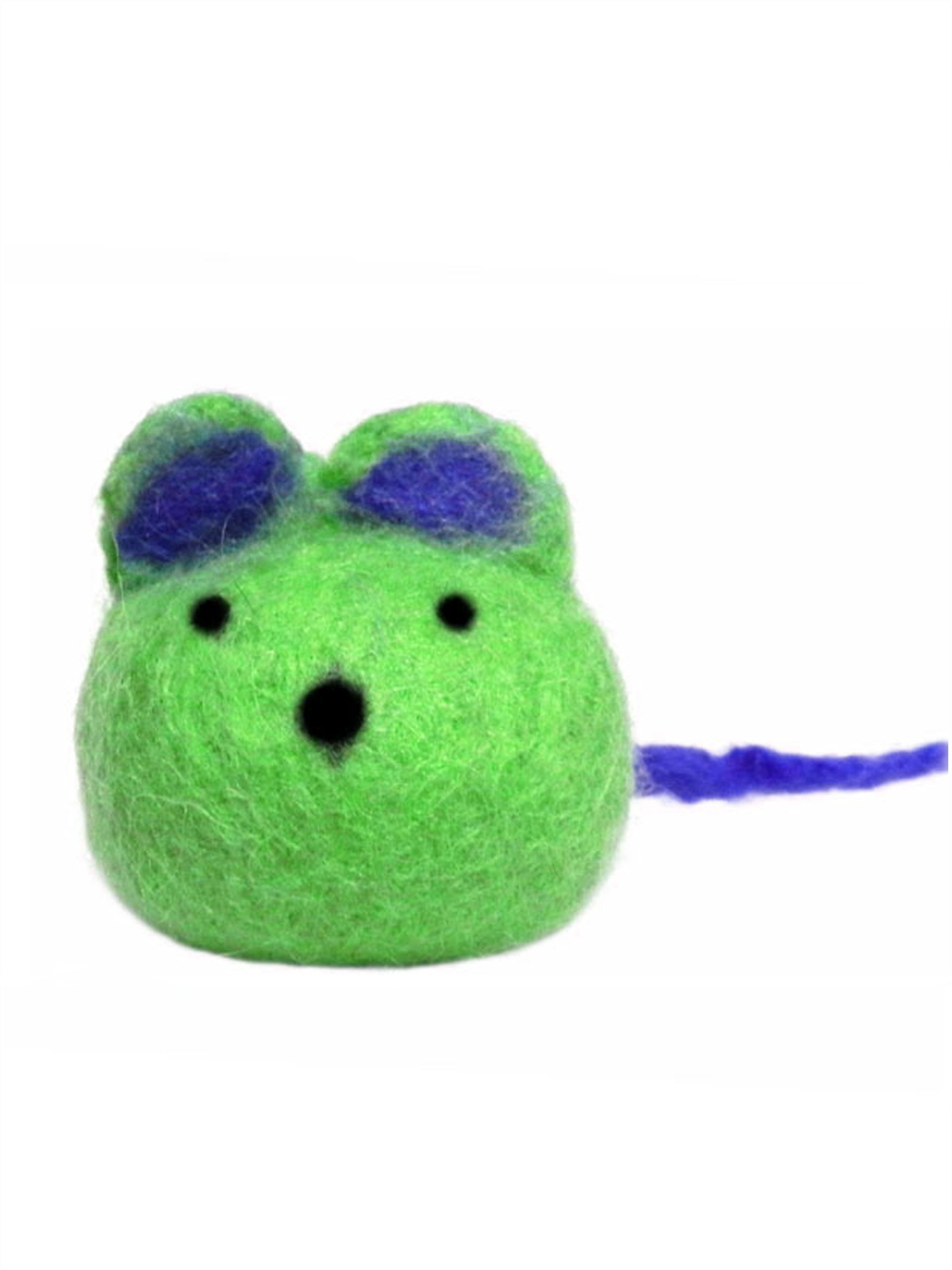Игрушка из шерсти для кошек и собак LIVEZOO Мышка GREEN 6 см