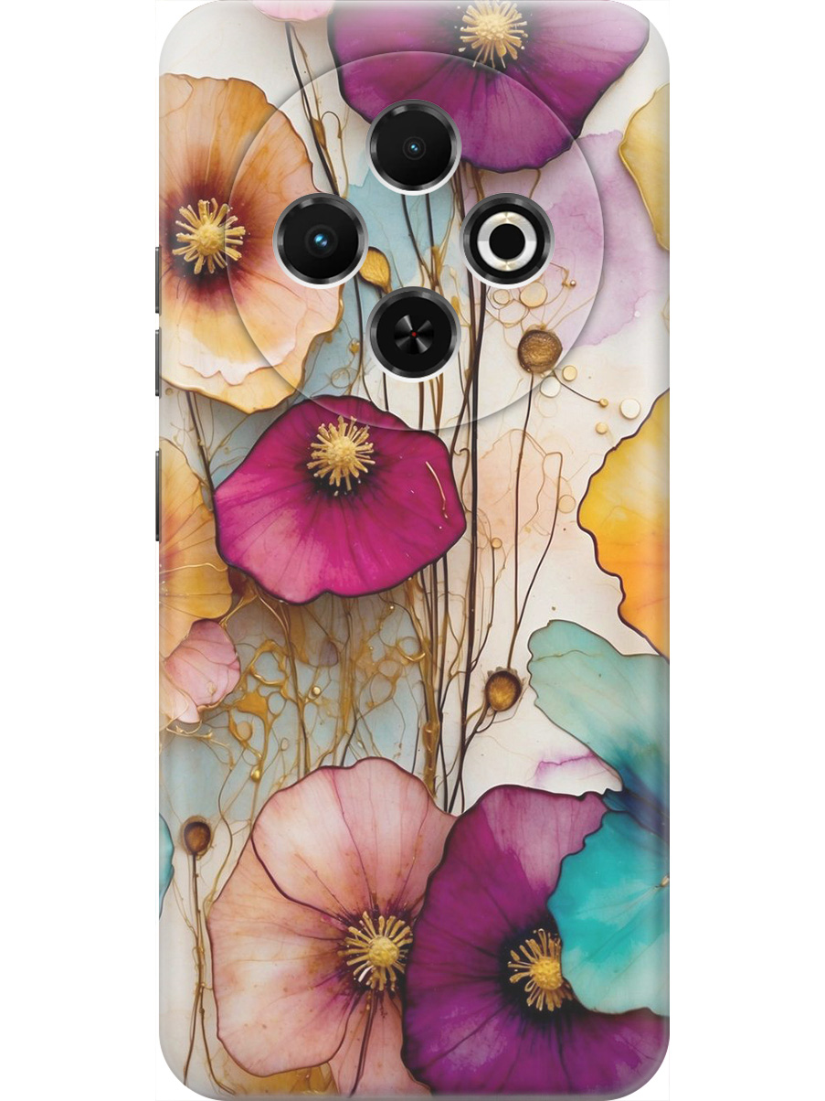 

Силиконовый чехол на Tecno Spark 30C с принтом "Панно из цветов", Прозрачный;красный;белый, 786716322