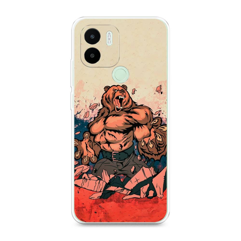 

Чехол Awog на Redmi A1 Plus / Редми A1 Плюс "Медведь с флагом РФ", Коричневый;синий;красный