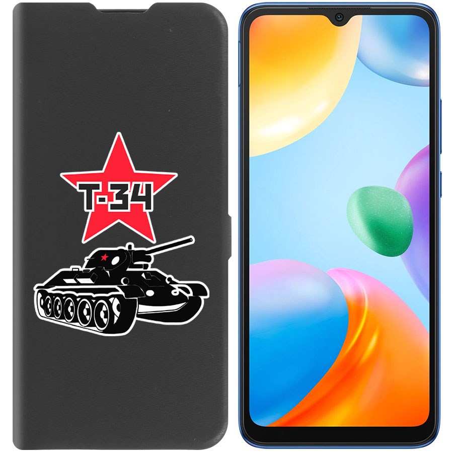 

Чехол-книжка Eco Book для Xiaomi Redmi 10C Т-34, Черный