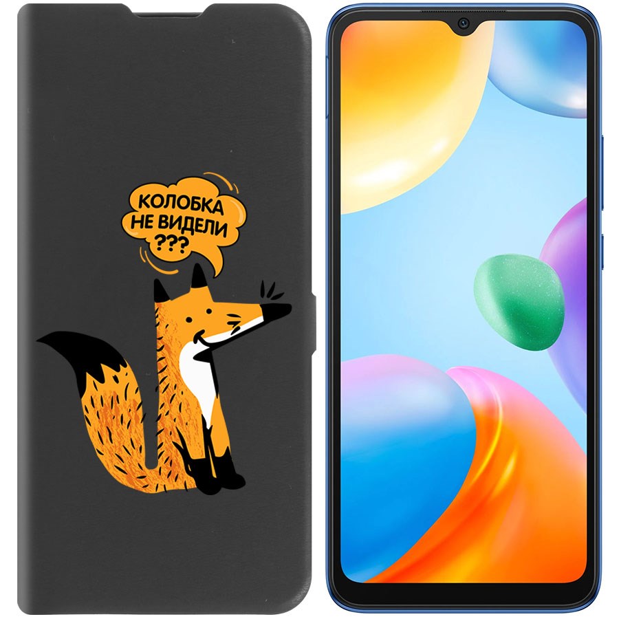 

Чехол-книжка Eco Book для Xiaomi Redmi 10C Лиса, Черный