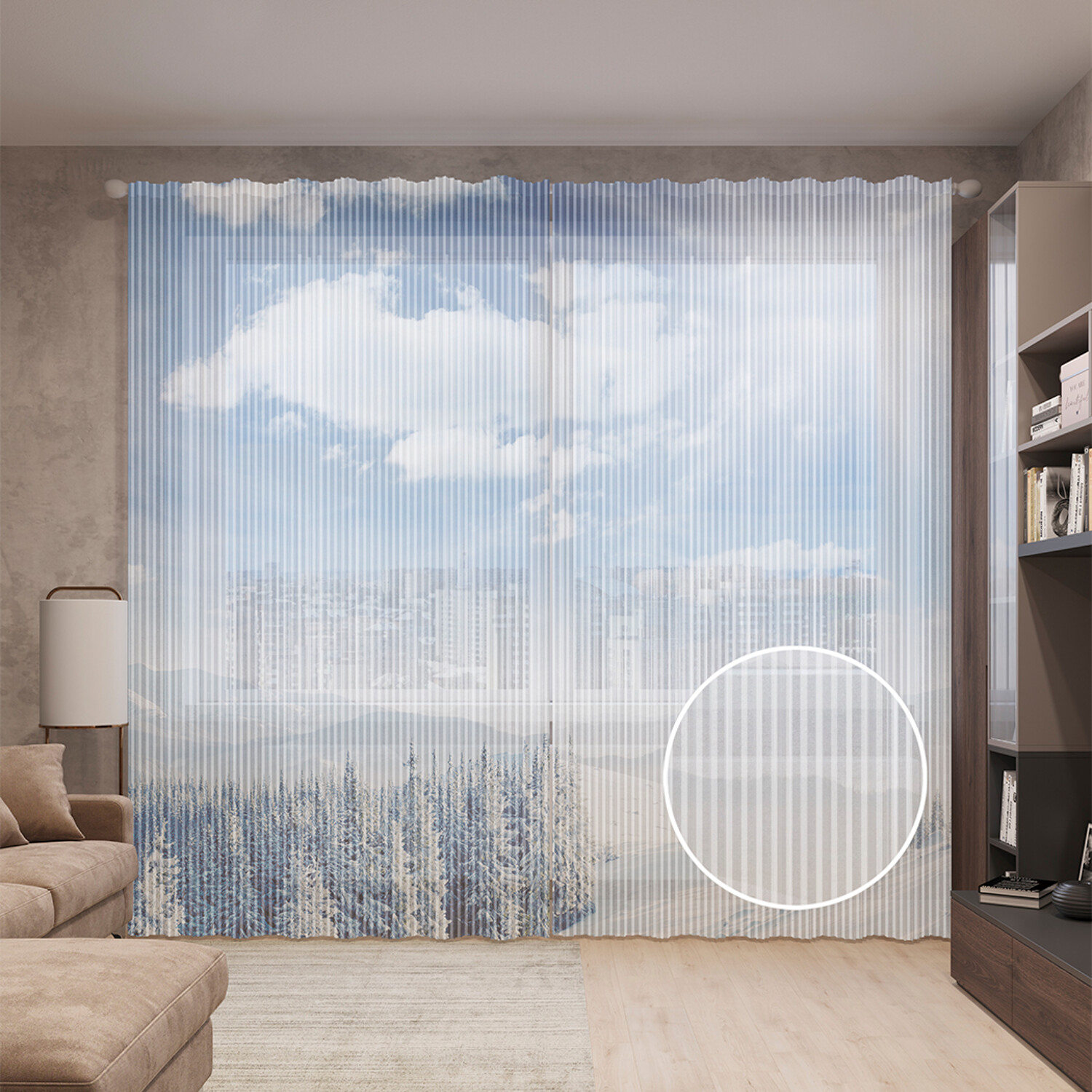 

Тюль вуаль на шторной ленте с принтом JoyArty "Зимняя сказка", 310х265 см, Зимняя сказка