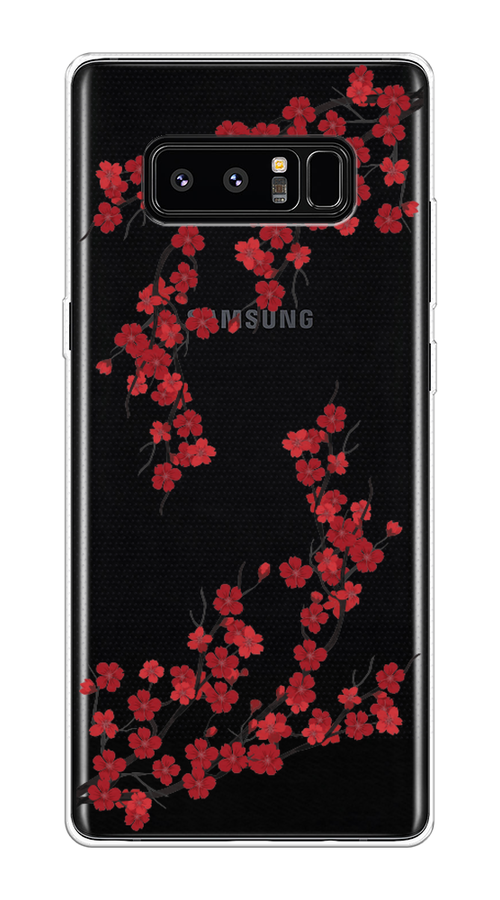 

Чехол на Samsung Galaxy Note 8 "Красная сакура", Красный;черный, 25250-2