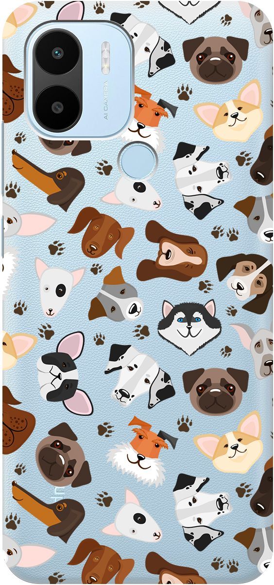 

Чехол на Xiaomi Redmi A1+ с 3D принтом "Dogs Pattern" прозрачный, Прозрачный;коричневый, 158136