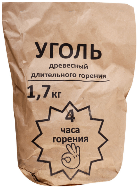 

Уголь древесный длительного горения 1,7 кг, Черный