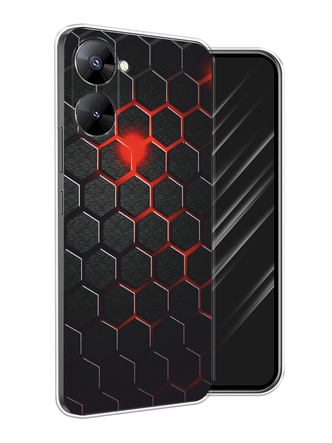

Чехол Awog на Realme V30 5G/V30T 5G "Фон соты красные", Красный;черный, 2513550-1