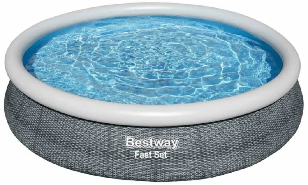 

Надувной бассейн Bestway Fast Set 57443 366х366х76 см, Серый, Fast Set