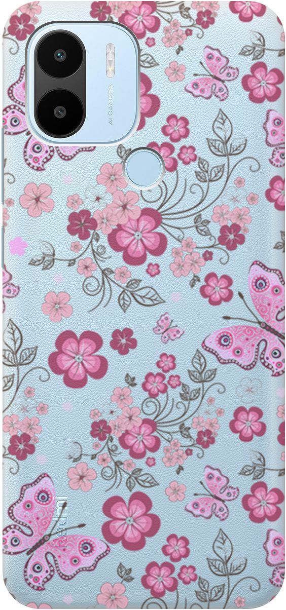 

Чехол на Xiaomi Redmi A1+ "Butterflies and Flowers" прозрачный, Прозрачный;розовый, 158135