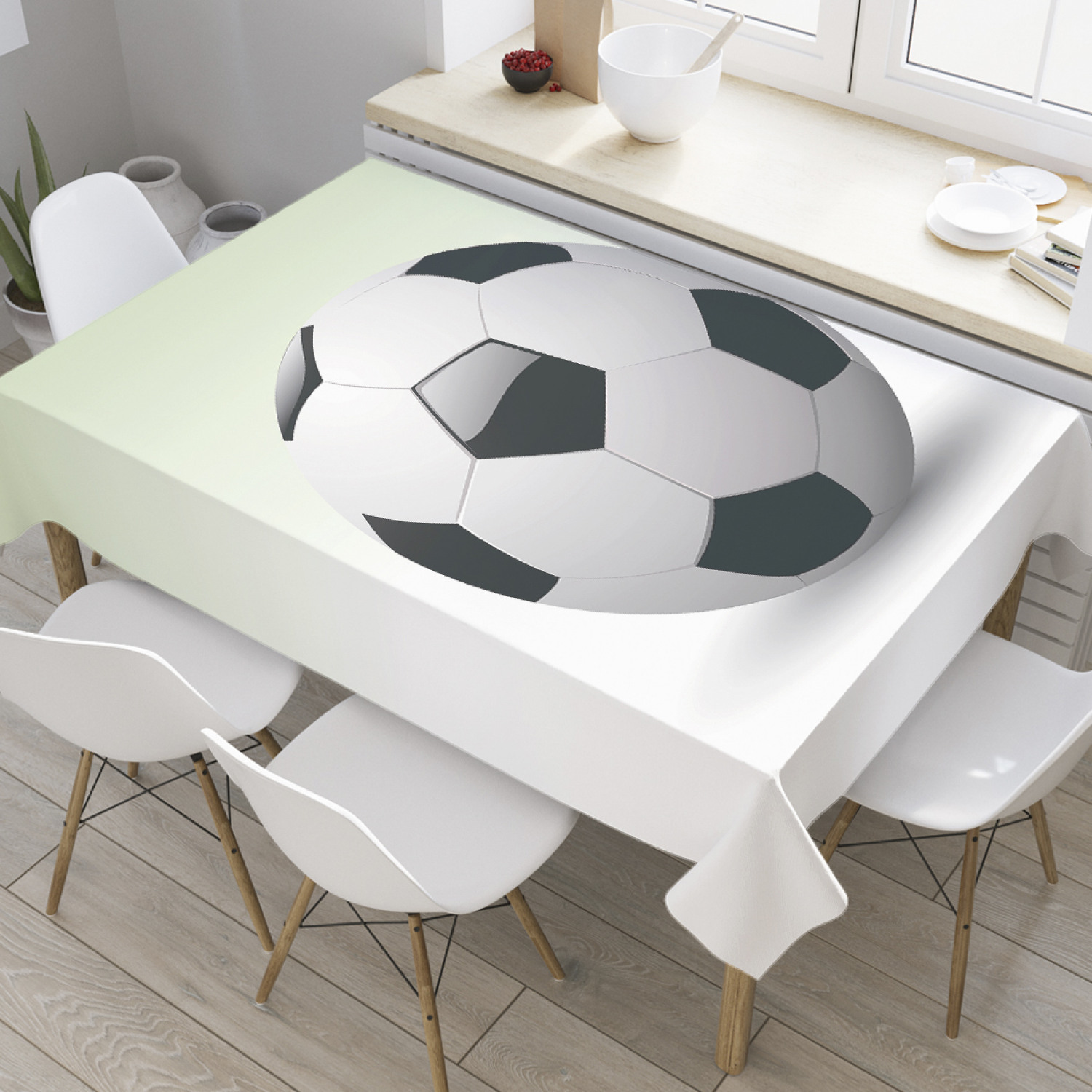 фото Скатерть прямоугольная joyarty "футбольный мяч" из оксфорда, 120x145 см
