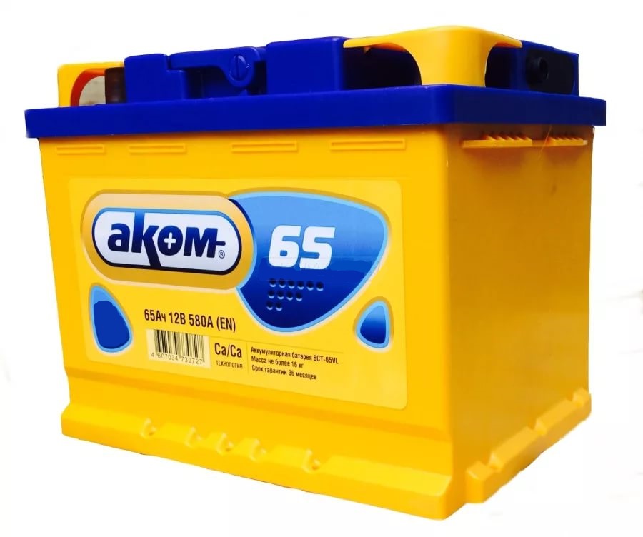 

Аккумулятор АКОМ 65 А/ч прямая L+ 242x175x190 EN600 А 1шт
