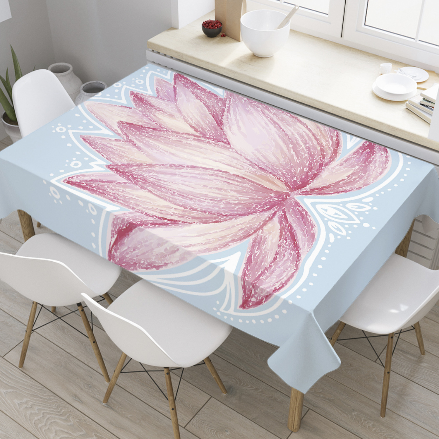 

Скатерть прямоугольная JoyArty "Сказочный лотос" из оксфорда, 120x145 см, Сказочный лотос