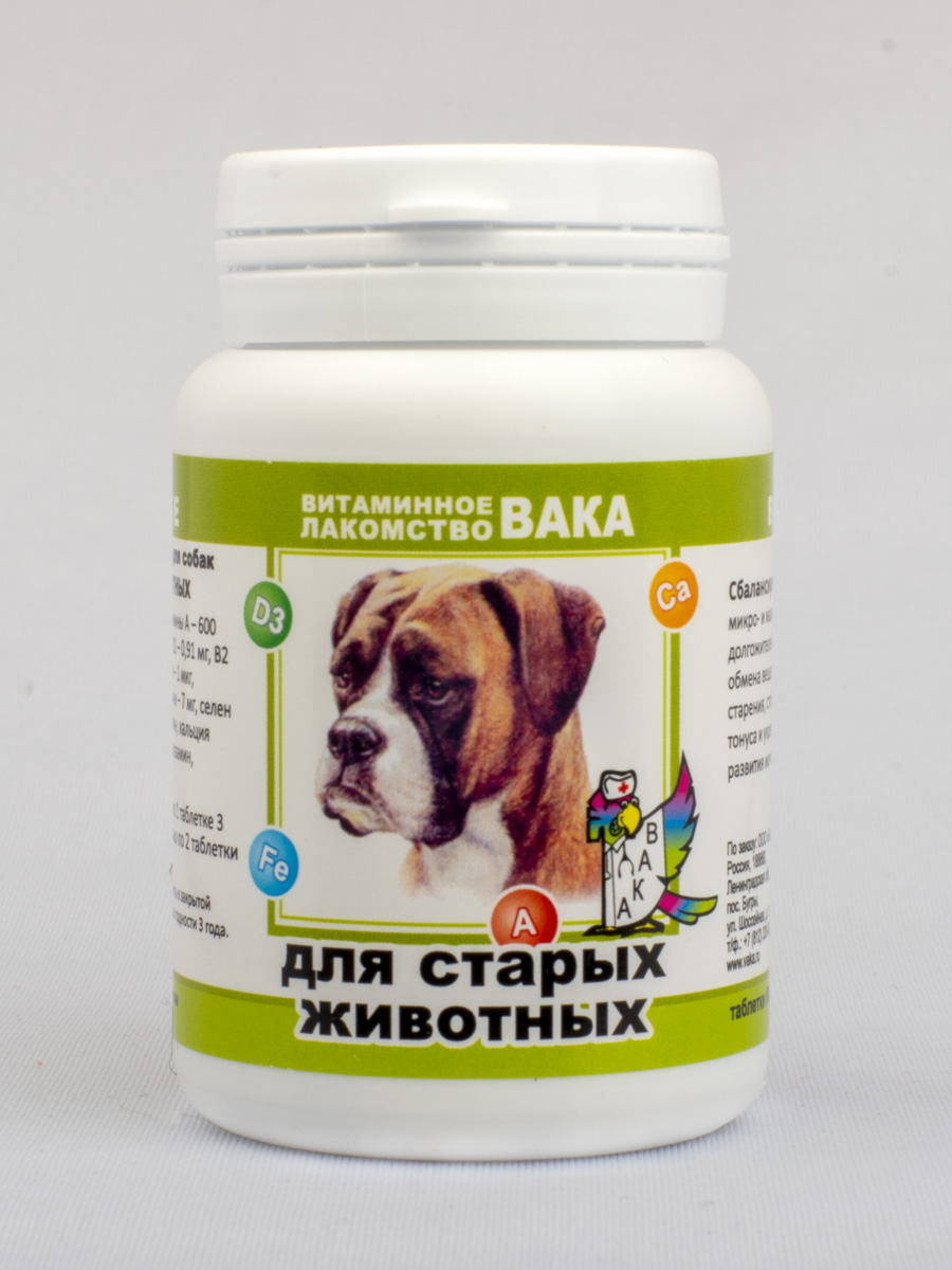 Витаминное лакомство для собак ВАКА Для старых животных, 80 табл