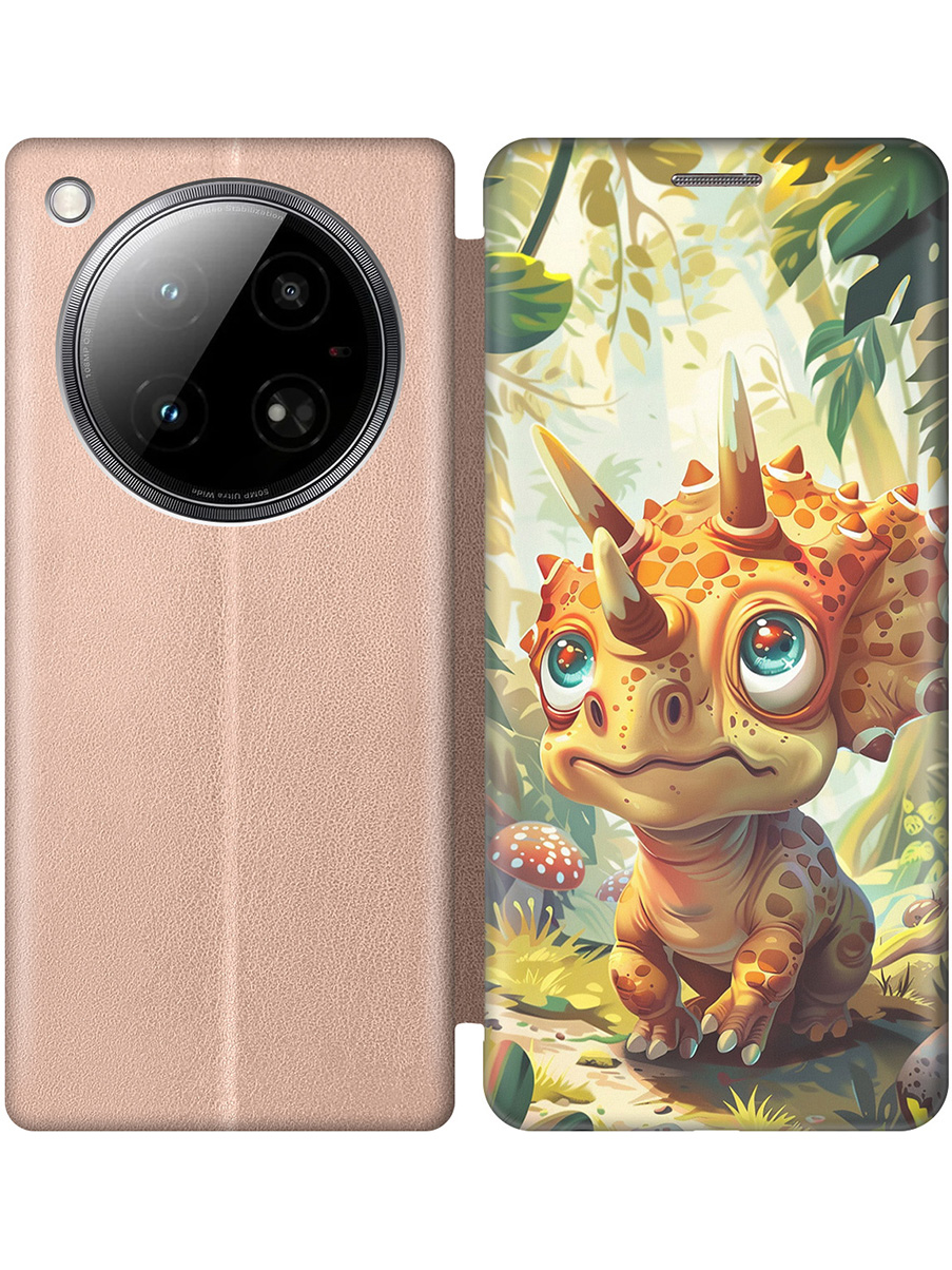 

Чехол-книжка на Infinix Zero 40 4G с принтом "Малыш трицератопс" золотой, Золотистый;бежевый;зеленый, 786722371