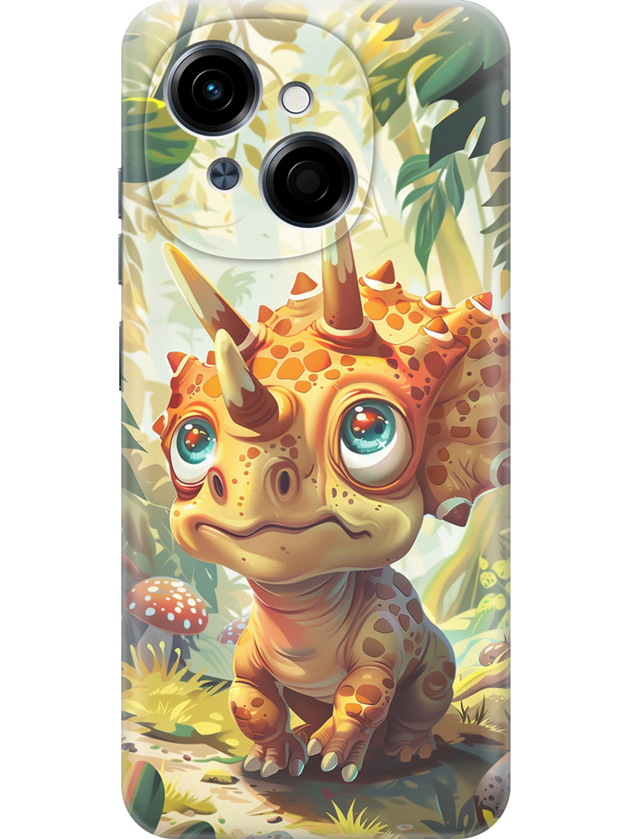 

Силиконовый чехол на Tecno Spark Go 1 / Pop 9 с принтом "Малыш трицератопс", Прозрачный;бежевый;зеленый, 786716971