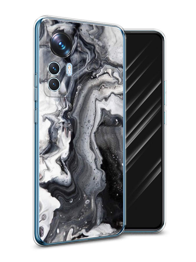 

Чехол Awog на Xiaomi 12T / Сяоми 12T "Бело-черные сложные полосы", Серый;серебристый;белый