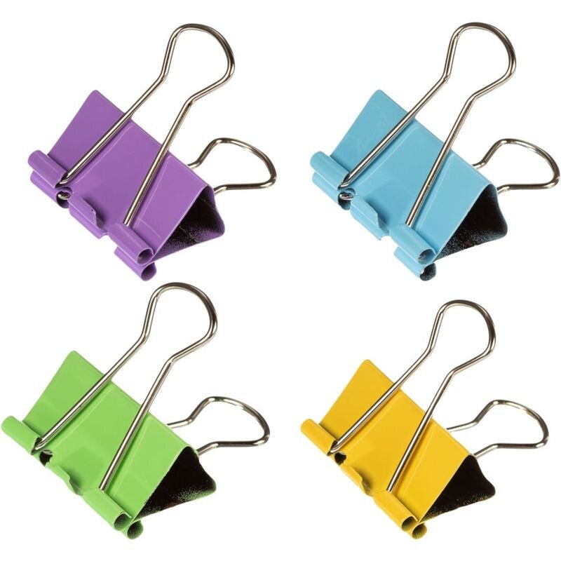 Зажимы для бумаг 32 мм Attache Bright Colours цветные 12 штук в упаковке, 1384139