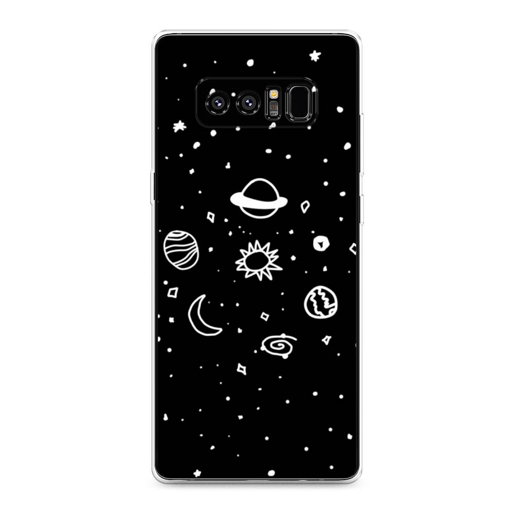 

Чехол на Samsung Galaxy Note 8 "Дудл солнечной системы", Бежевый;серый, 25250-2