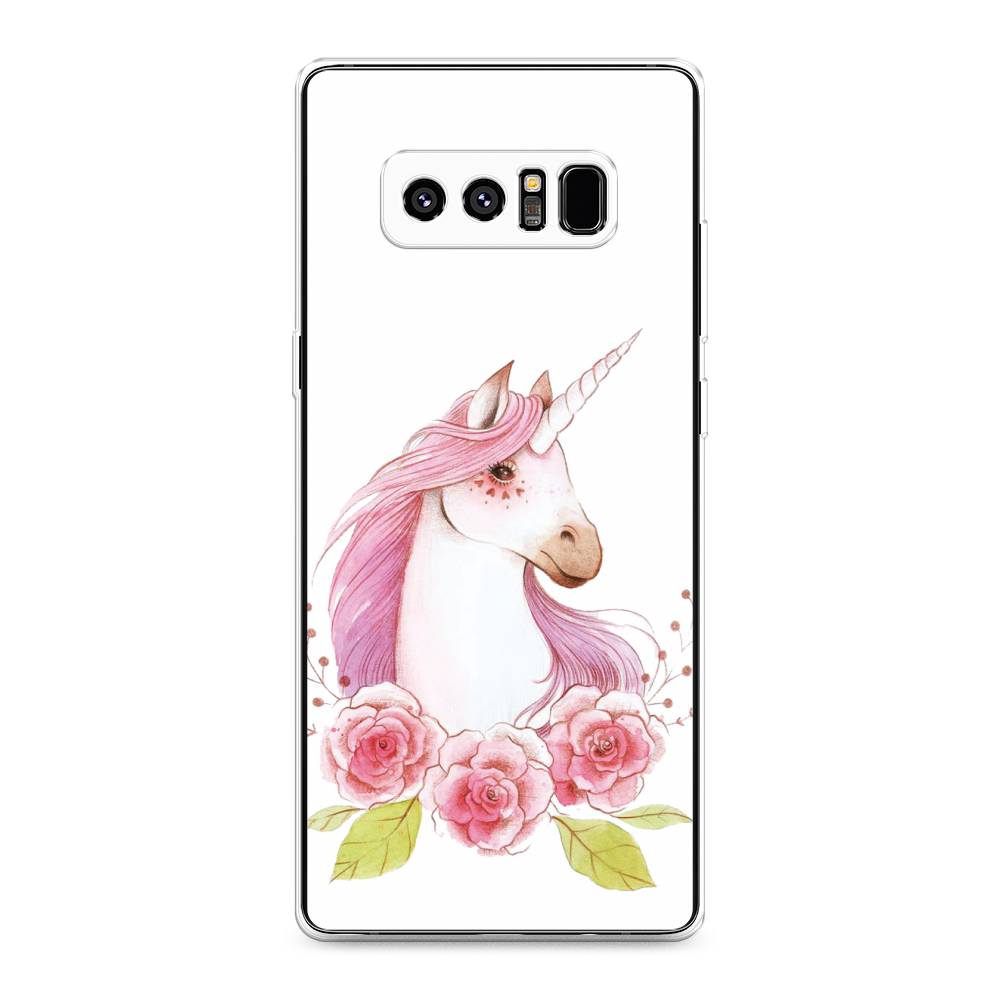 

Чехол на Samsung Galaxy Note 8 "Единорог цветы", Белый;розовый;серый, 25250-1