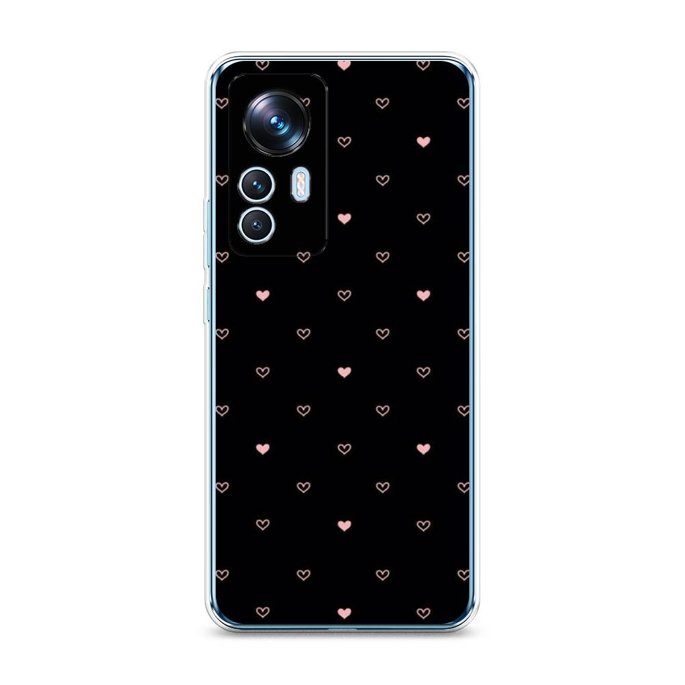 

Чехол Awog на Xiaomi 12T / Сяоми 12T "Черный фон и сердечки", Розовый;серый;черный