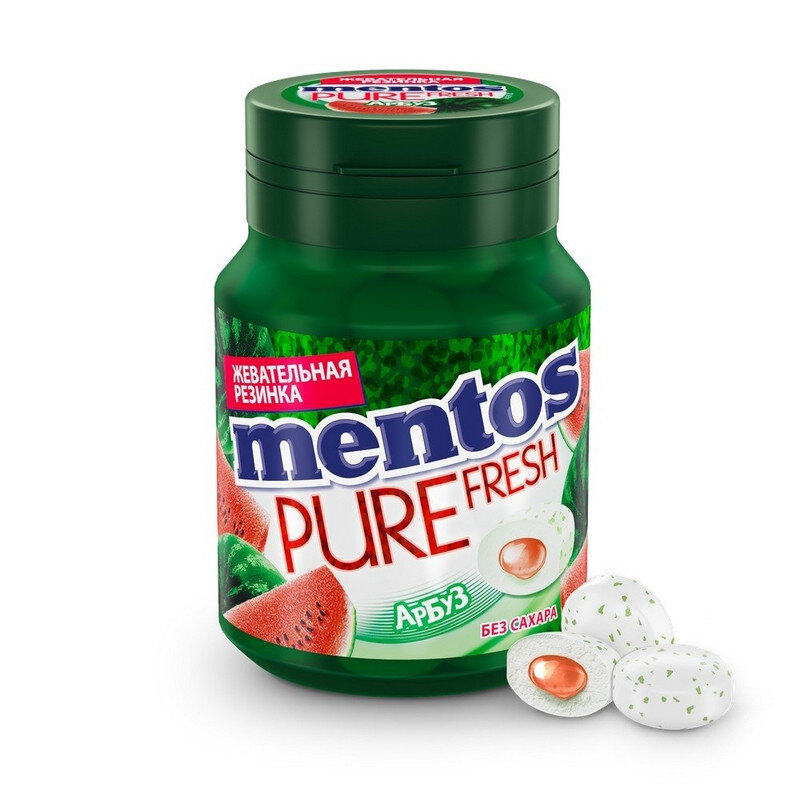 Жевательная резинка Mentos Pure Fresh Арбуз, 54г, 1236453