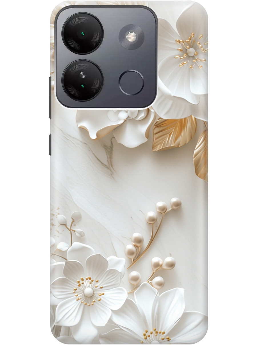 

Силиконовый чехол на Infinix Smart 7 HD с принтом "Бело-золотые цветы", Золотистый;белый;прозрачный, 769392023