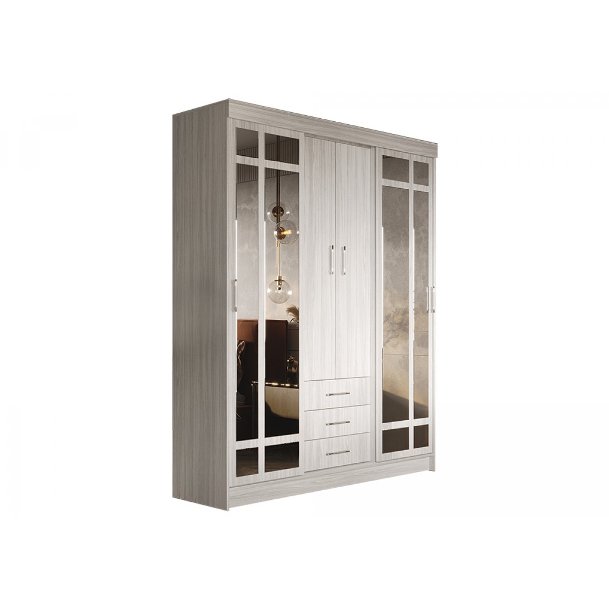 

Шкаф-купе Регион 058 Фиеста-2 (Фортуна) с зеркалом сандал светлый 170x56x220 см, Белый