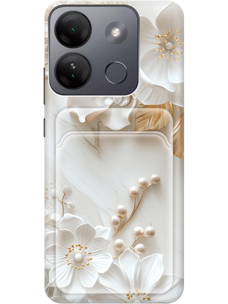 

Силиконовый чехол на Infinix Smart 7 HD с принтом с карманом для карты 819506, Золотистый;белый;прозрачный, 769392023