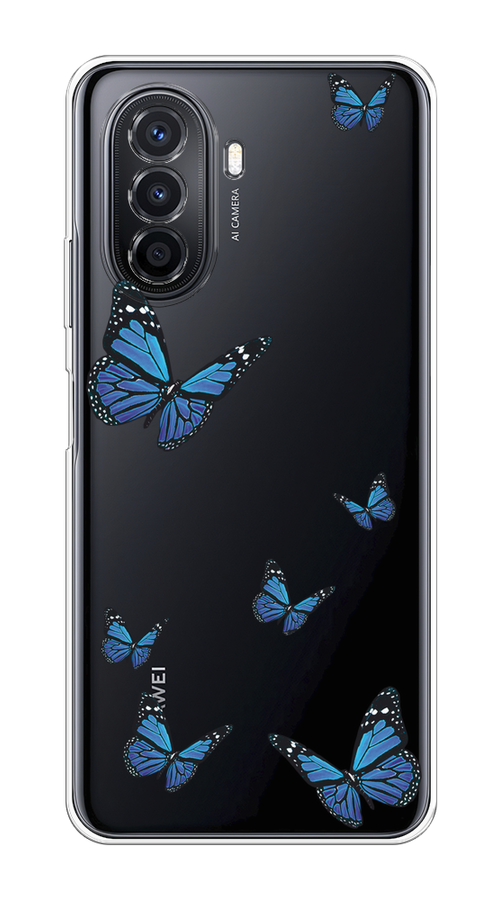 

Чехол на Huawei Nova Y70/Y71 "Blue butterflies", Синий;черный, 6122950-1