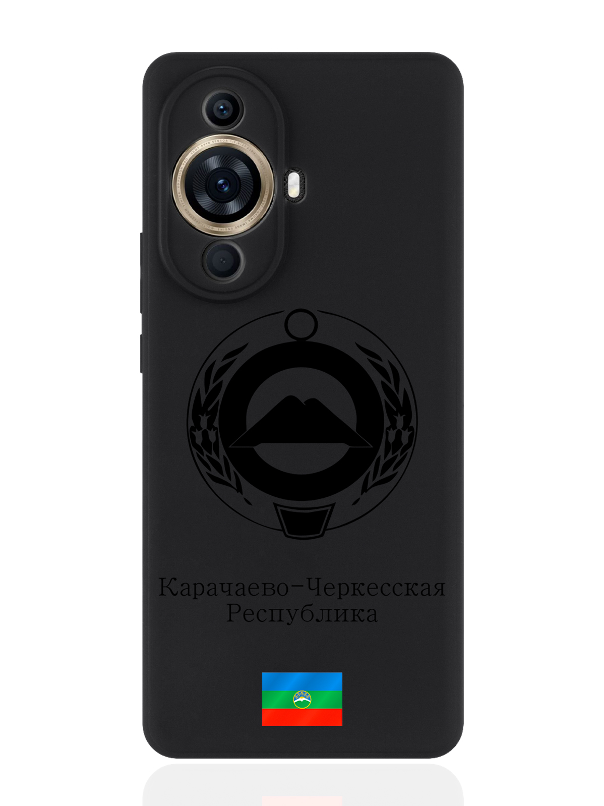 

Чехол для смартфона Huawei Nova 11 Pro черный Черный лаковый Герб Карачаево-Черкесской, Huawei Nova 11 Pro