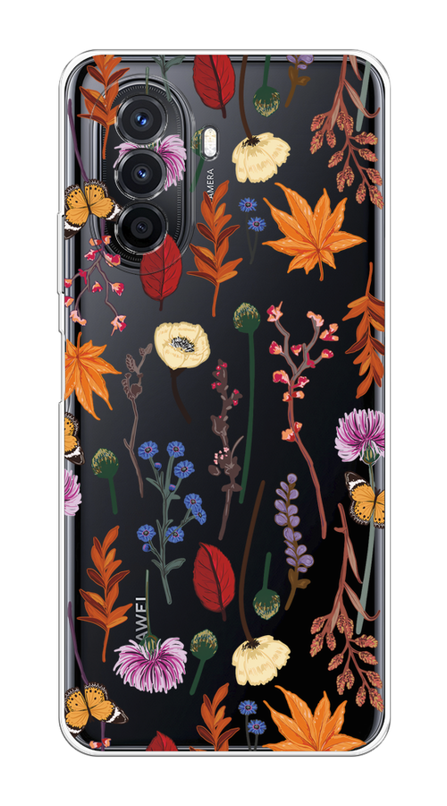 

Чехол на Huawei Nova Y70/Y71 "Orange Purple flowers", Оранжевый;красный;розовый;желтый;прозрачный, 6122950-1