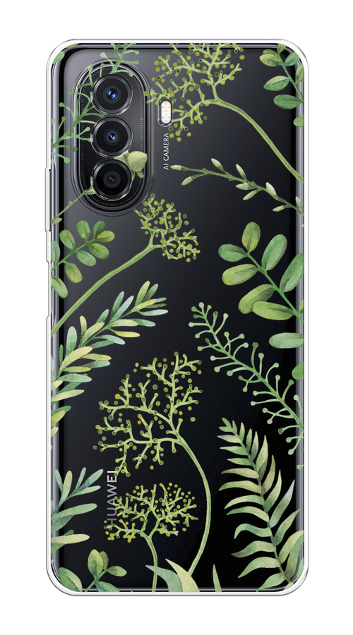 

Чехол на Huawei Nova Y70/Y71 "Green Leaves", Зеленый;прозрачный, 6122950-1
