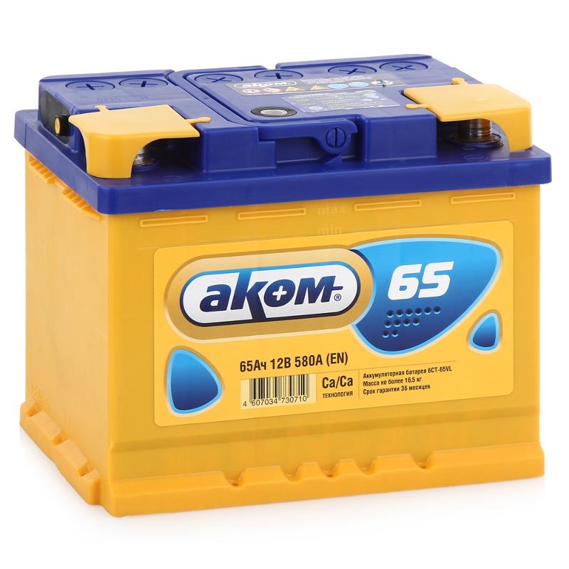 

Аккумулятор АКОМ 65 А/ч обратная R+ 242x175x190 EN600 А 1шт