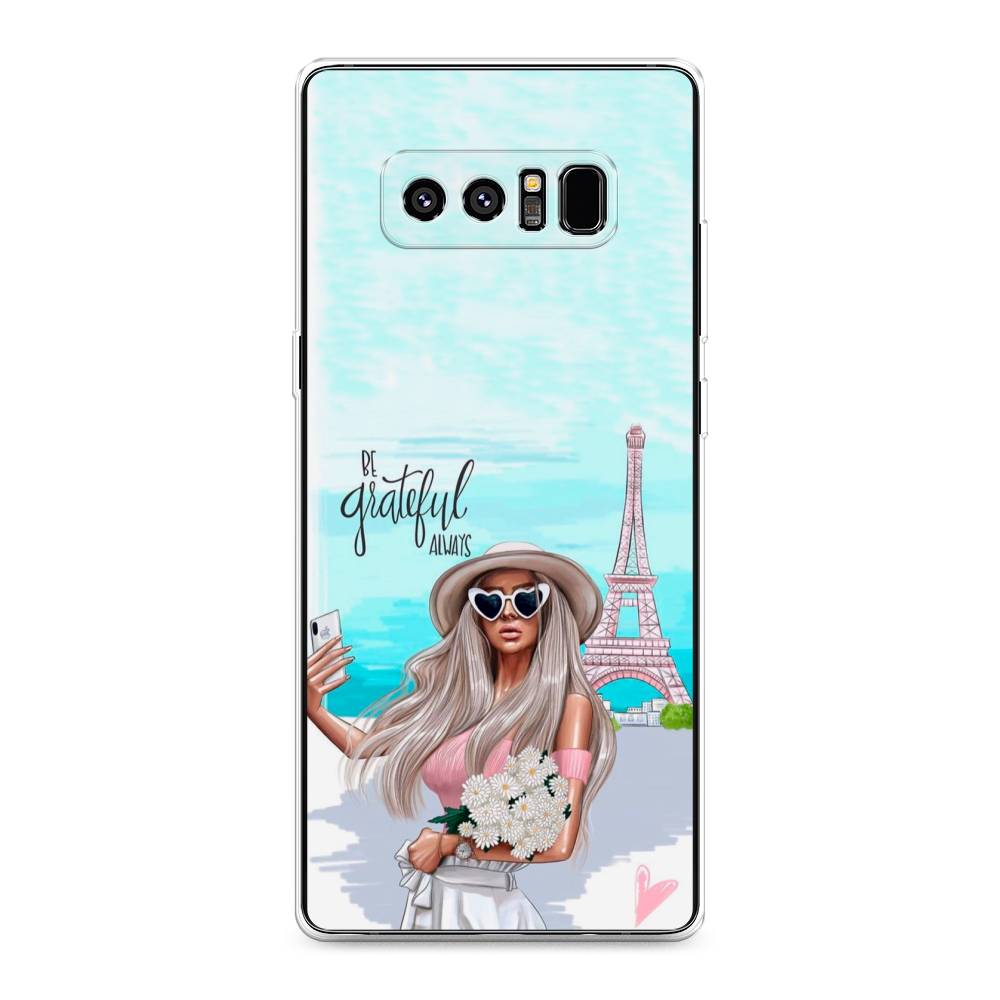 

Чехол на Samsung Galaxy Note 8 "Селфи Париж", Голубой;бежевый, 25250-6