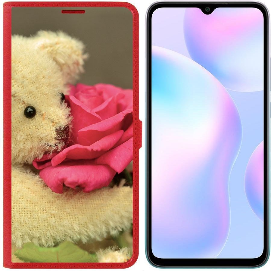 Чехол-книжка Eco Book для Xiaomi Redmi 9A Медвежонок с розой