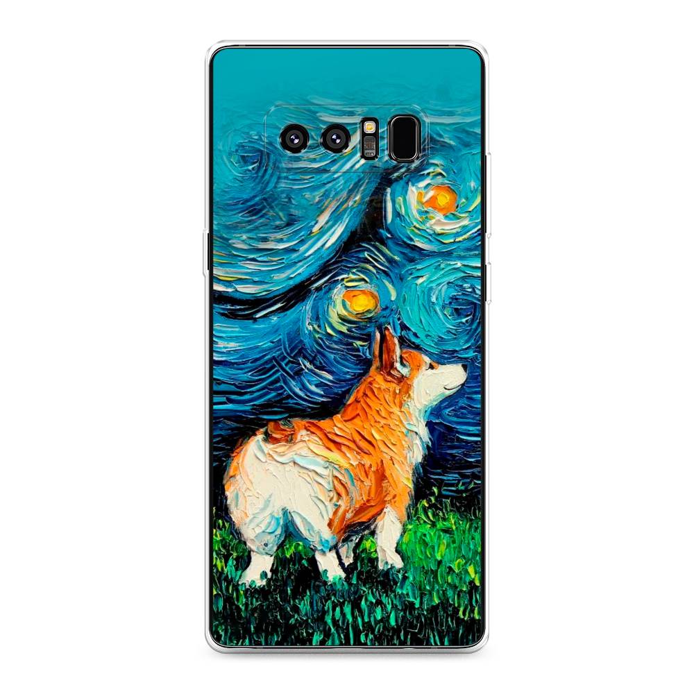 

Чехол на Samsung Galaxy Note 8 "Корги звёздная ночь", Коричневый;белый;зеленый, 25250-1
