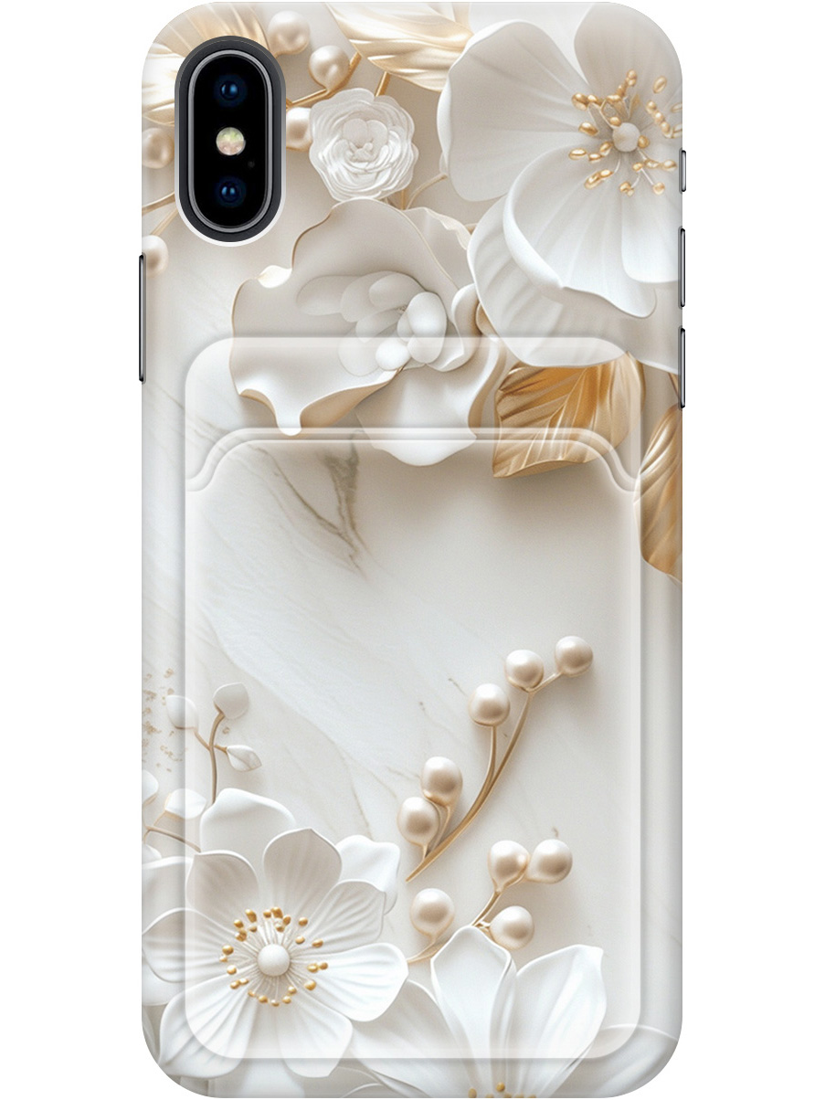 

Силиконовый чехол на Apple iPhone Xs / X с принтом с карманом для карты 819434, Золотистый;белый;прозрачный, 715365423