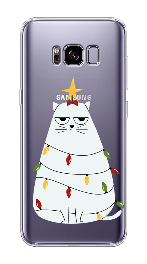

Чехол на Samsung Galaxy S8 Plus "Котик в гирлянде", Белый;красный;желтый, 24850-1