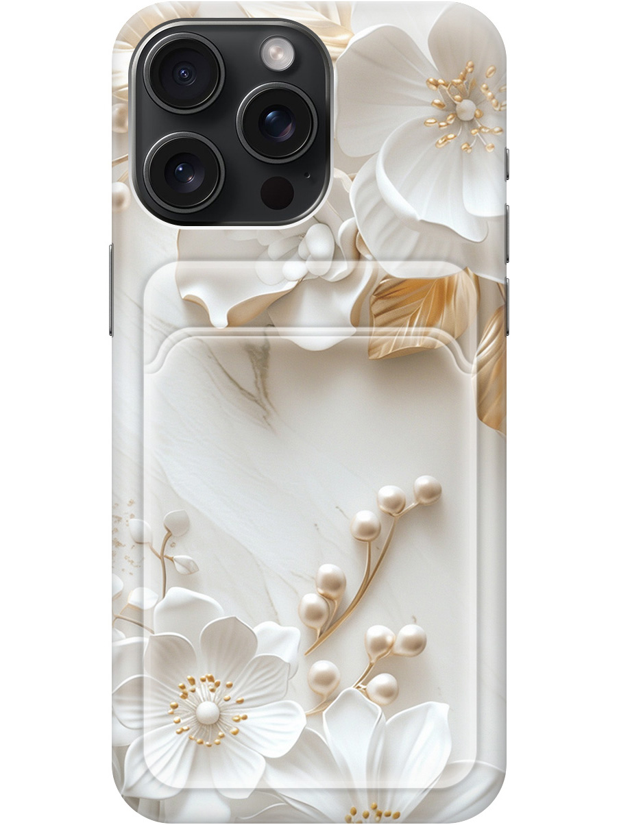 

Силиконовый чехол на Apple iPhone 15 Pro Max с принтом с карманом для карты 819421, Золотистый;белый;прозрачный, 775148123