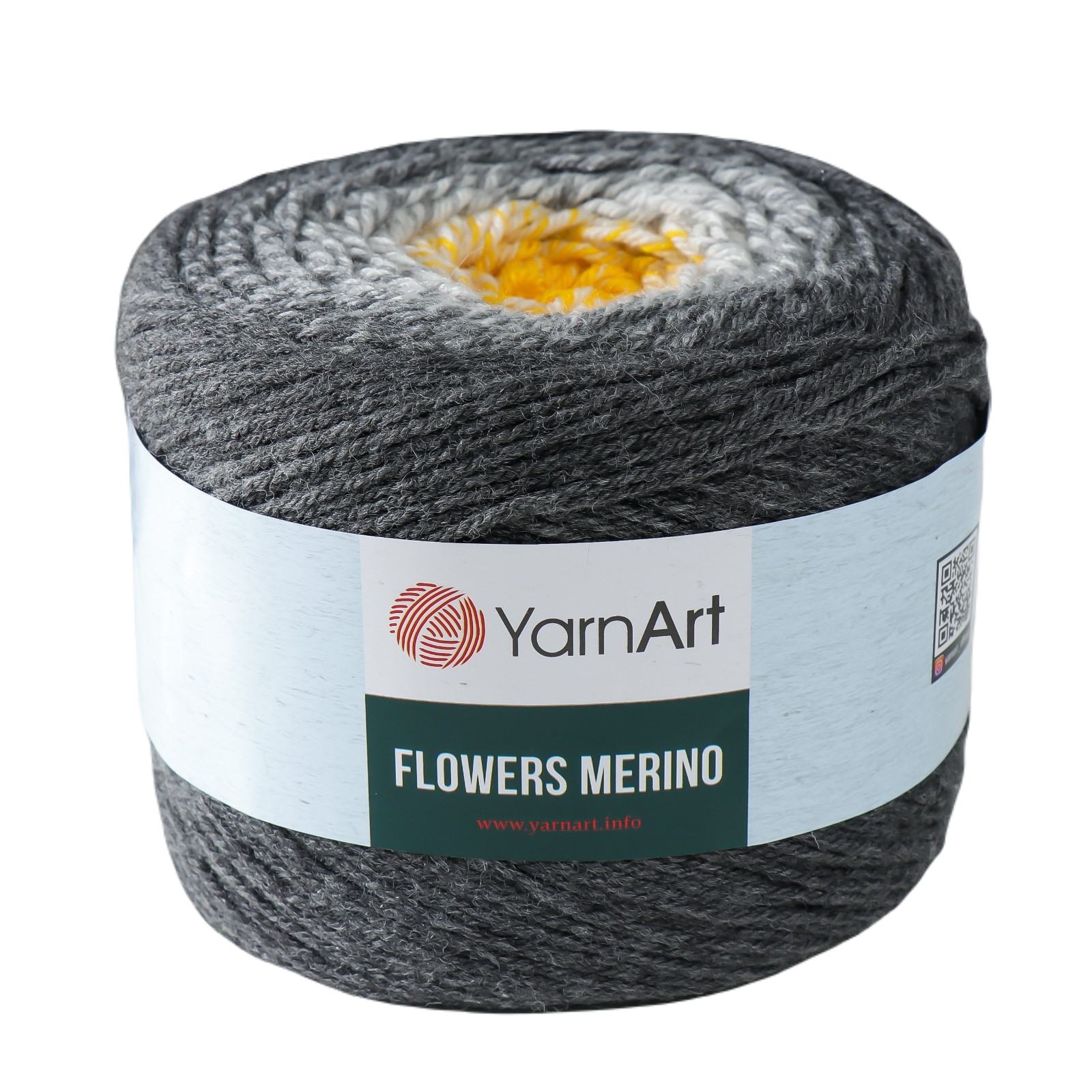 

Пряжа "Flowers Merino" 75% акрил, 25% шерсть 590м/225г (536 серый-желтый), Разноцветный, Пряжа для вязания "Flowers Merino"