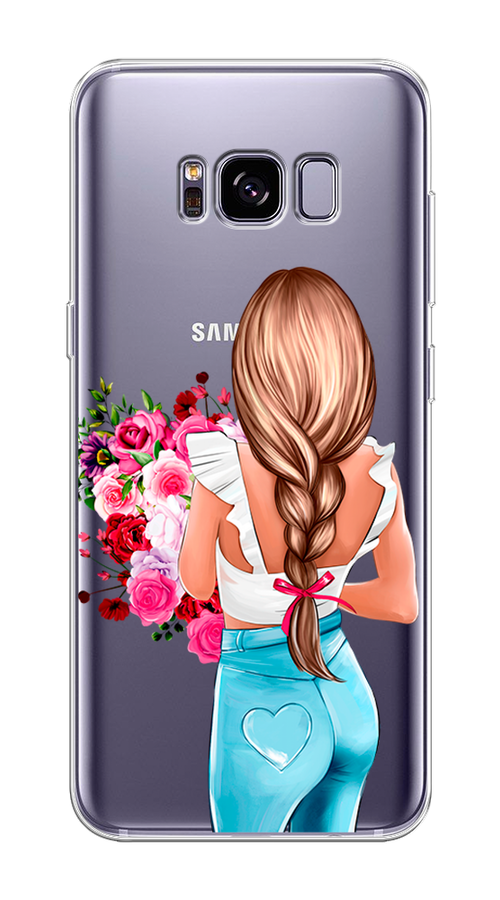 

Чехол на Samsung Galaxy S8 Plus "Девушка с цветами", Коричневый;розовый;голубой, 24850-6