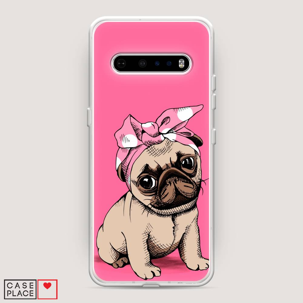 

Чехол Awog на LG V60 ThinQ 5G "Dog Pin-Up", Розовый;бежевый, 84250-2