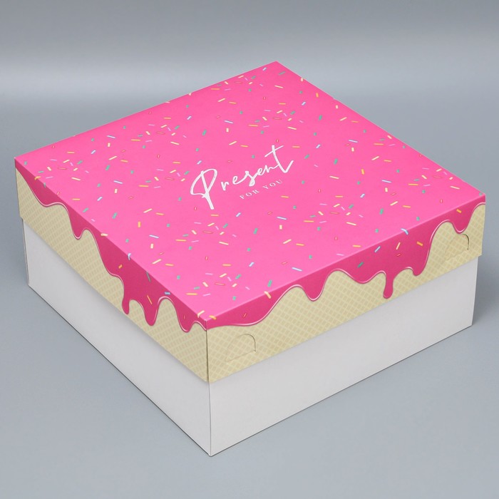 

Коробка под торт Present, 31 х 31 х 15 см 5 шт., Бежевый;белый;розовый
