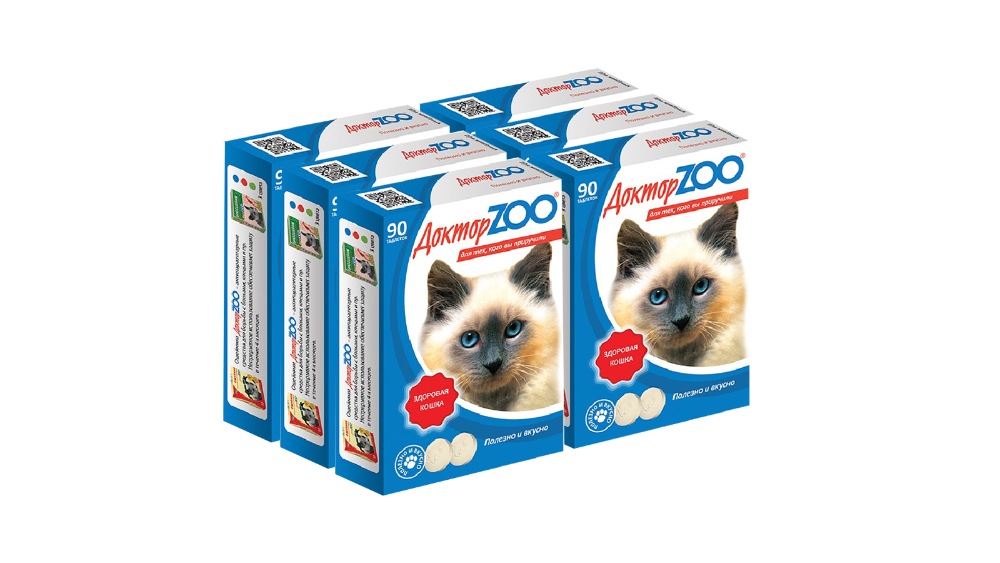 Пищевая добавка Доктор ZOO Здоровая кошка, 90 табл