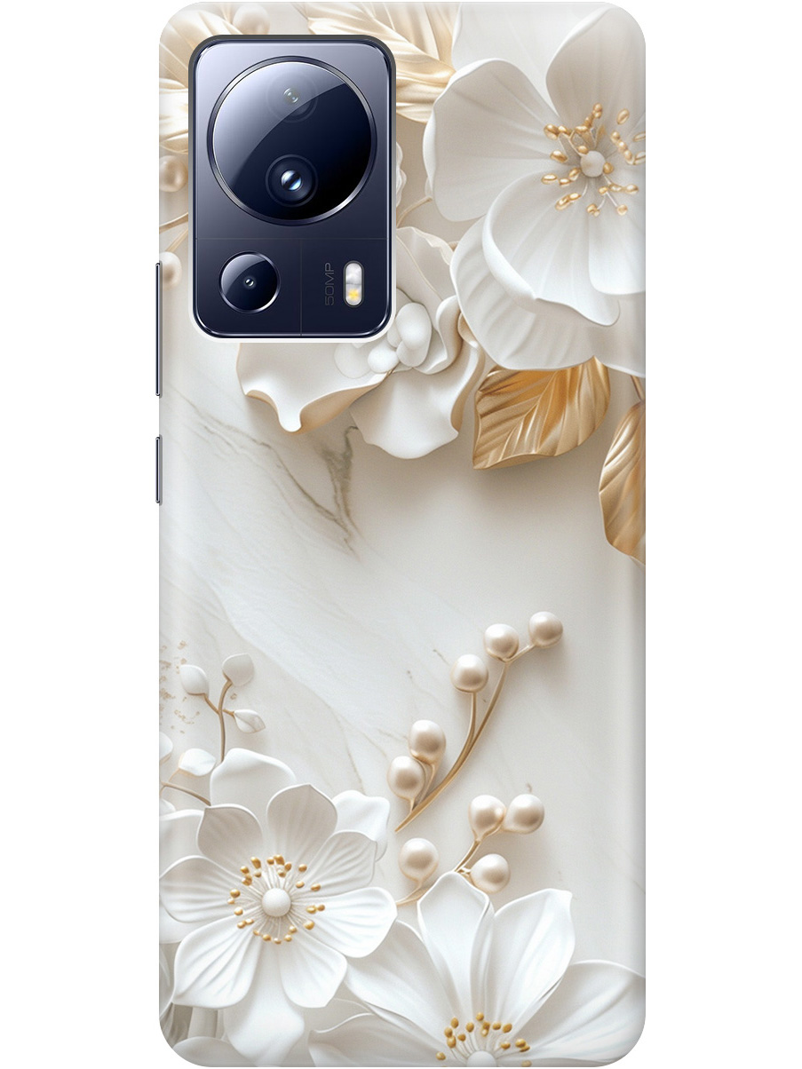 

Силиконовый чехол на Xiaomi 13 Lite с принтом "Бело-золотые цветы", Золотистый;белый;прозрачный, 768741223